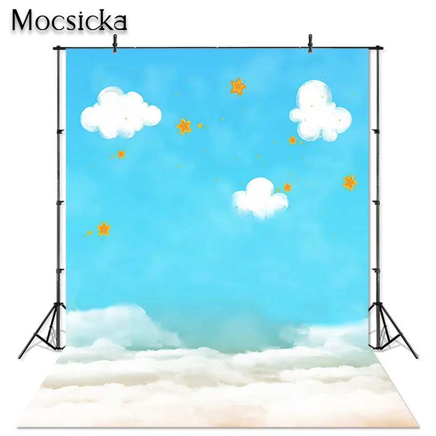 Mocsicka Rainbow Backdrop Art Cloud Sky Birthday Party Decoration Photography Backdrops Baby Newborn Photo Background Studio