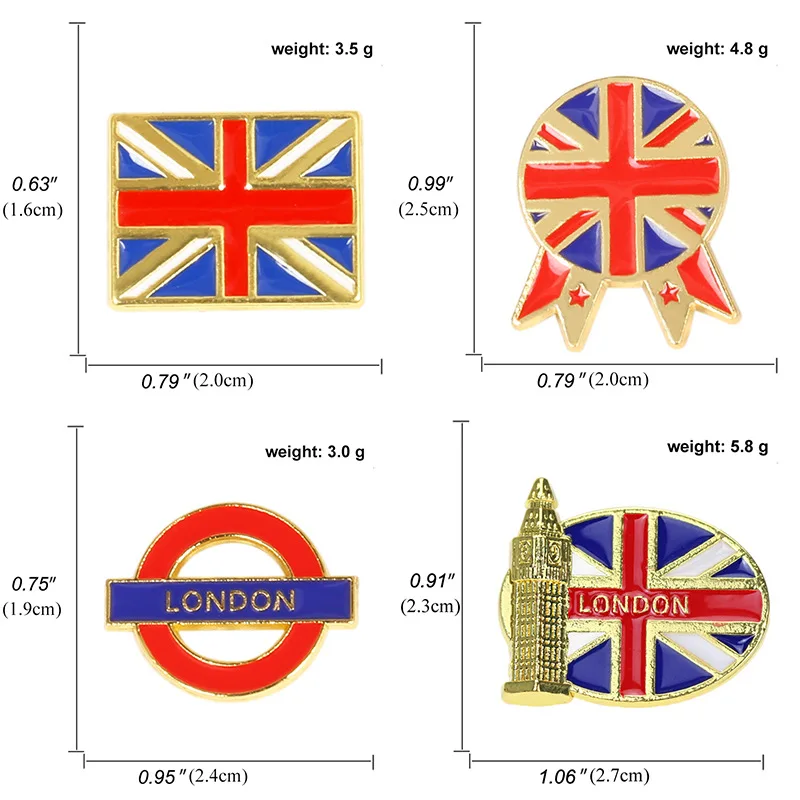British flag brooch Personality creative building pins Cartoon Big Ben telephone booth badge accessories Gifts for friends
