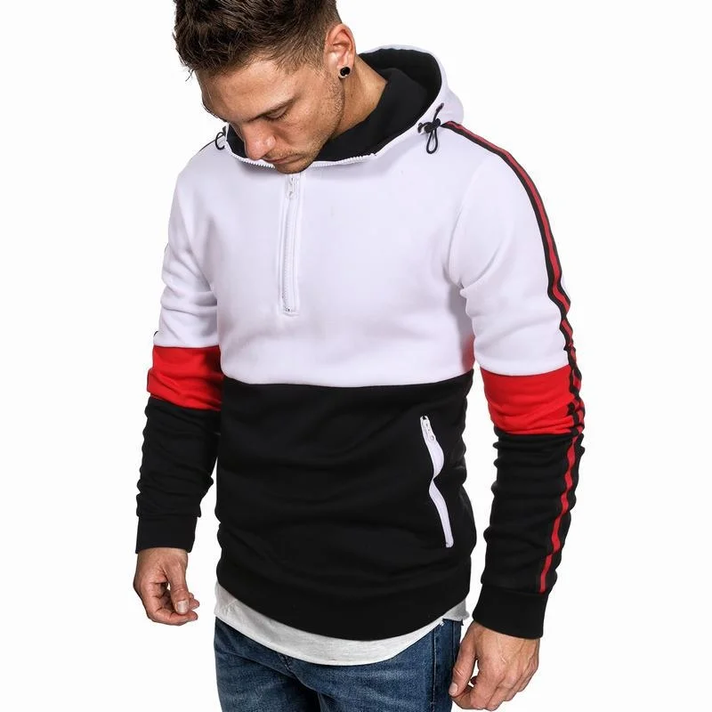 

Hooded Sweatshirt Cotton Material Comfortable Soft Long Sleeve Men's Splicing Clothes All-Match Youth Pop Trend Harajuku Casual