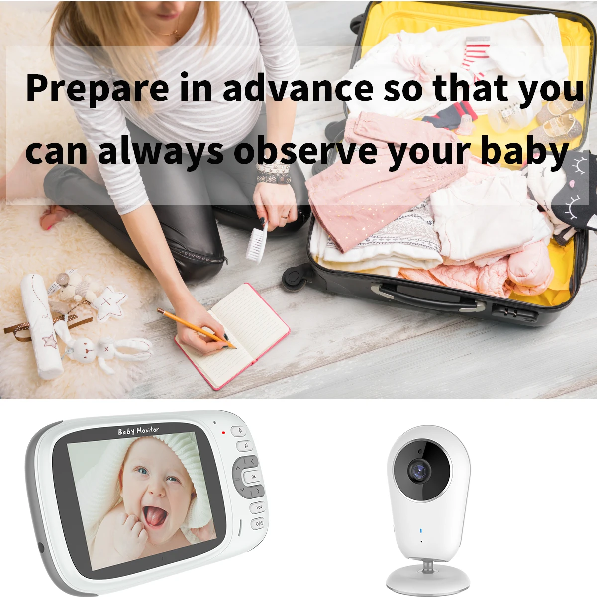 VB609 Smart Babyfoon 3.2-Inch Kleuren Lcd-scherm Video Twee-weg Intercom Babyfoon Camera Babykamer surveillance Camera