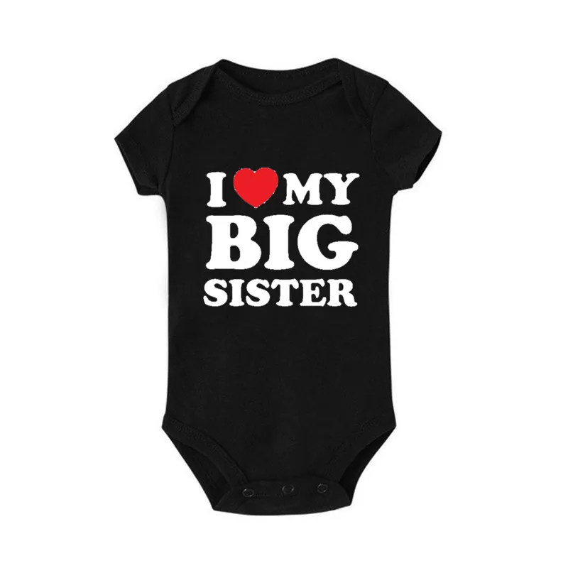 Newborn Baby Romper I Love My Big Sister Print Funny Infant Boys Girls Soft Short Sleevd Fashion Jumpsuit Outfit