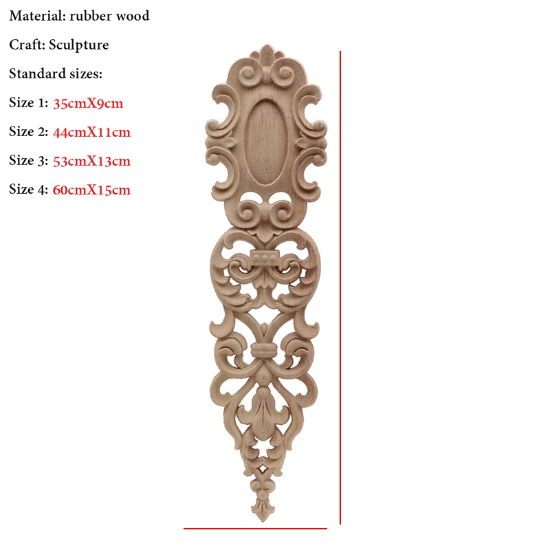 European Decoration Retro Natural Wood Applique Onlay Decal Rubber Figurines Floral Large Rose Crown Leaves Vintage Home Decor