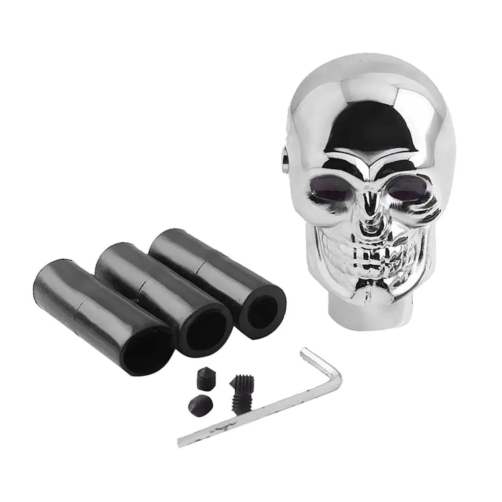 Pommeau de levier de vitesse manuel universel personnalisé, tête de mort, lumière LED rouge