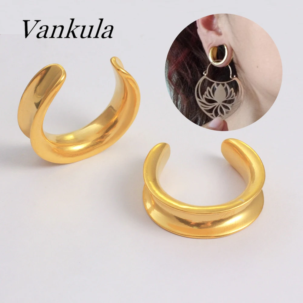 Vankula 2PCS  Ear Piercing Plugs Cool Body Jewelry Ear Statement Stainless Steel Earrings Expander Gift Saddle Plug Tunnle