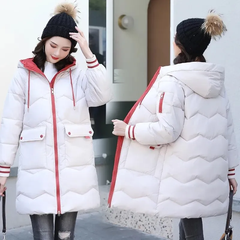 High quality Down Jacket Women's Parka New Winter Jacket Thick Padded Jacket Hooded Female Coat Loose Mid-Length Size S-3XL