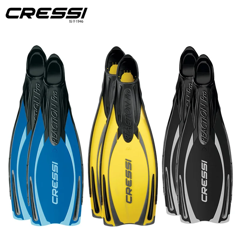 

Cressi Reaction Pro Scuba Diving Fins Snorkeling Free Diving Fin Full Foot Long Blade Multi-Usage Fin Flipper for Adults