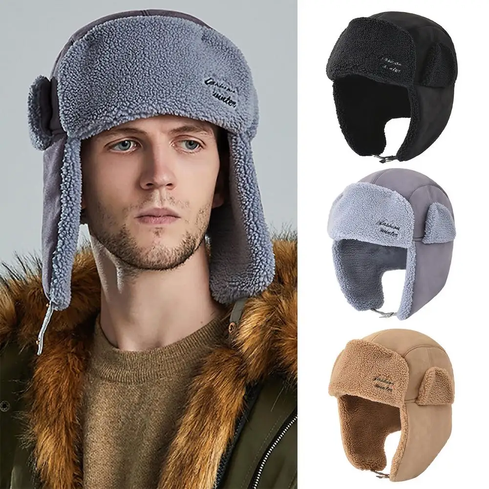 Winter Trapper Hat Russian Ushanka Connective Unisex Trapper Hat With Warm Lamb Wool And Ear Flap For Hunting Skiing Hiking