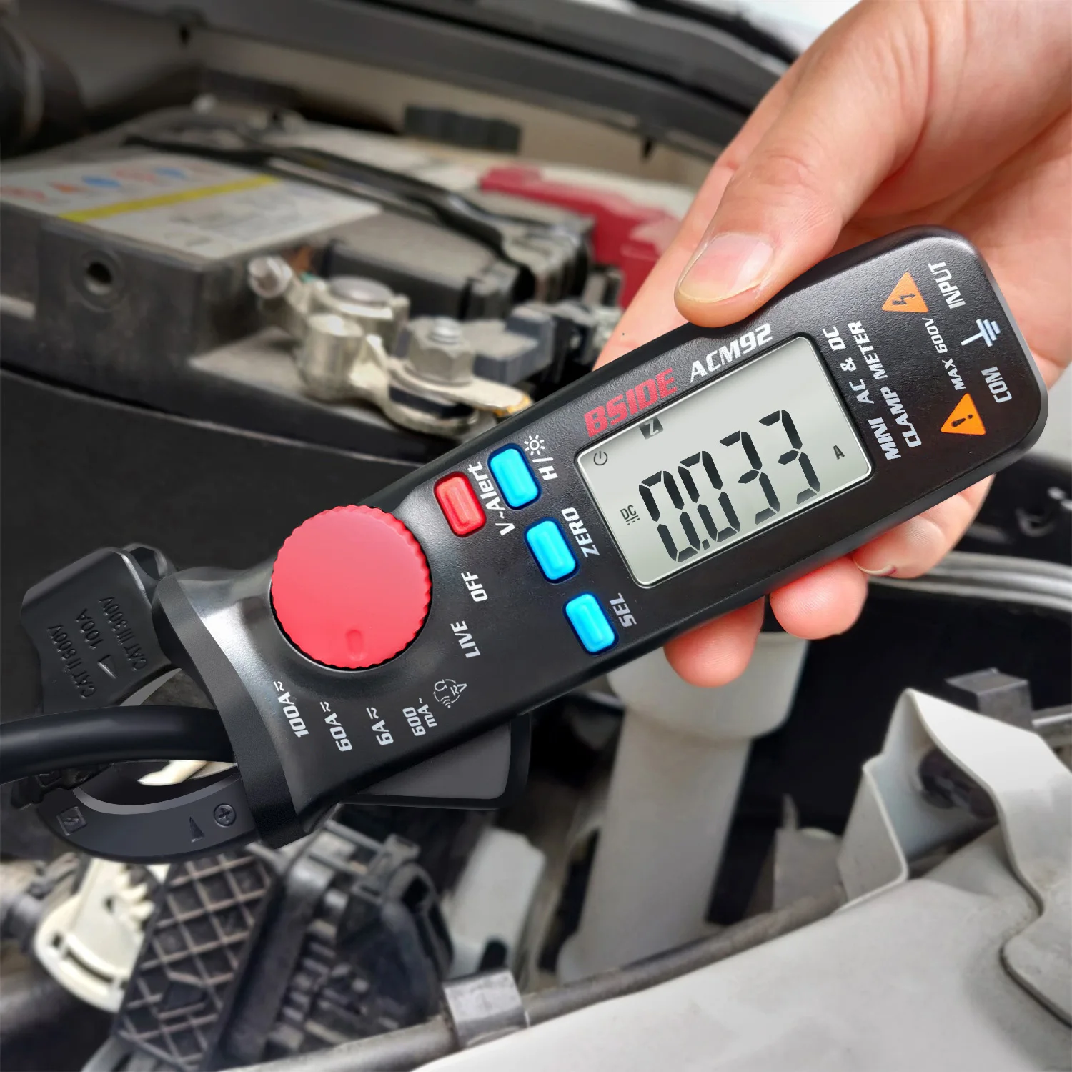 BSIDE ACM92 Mini cyfrowy miernik cęgowy elektryk naprawa samochodów amperomierz rezystancja napięcia DC/AC Hz V-Alert Tester ciągłości