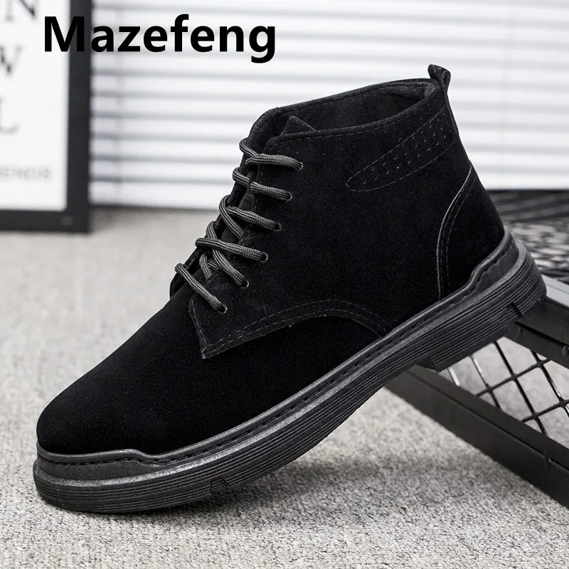 Men Boots Men\'s Winter Shoes Fashion Snow Boots Shoes Plus Size Winter Sneakers Ankle Men Shoes Winter Boots Black Blue Footwear