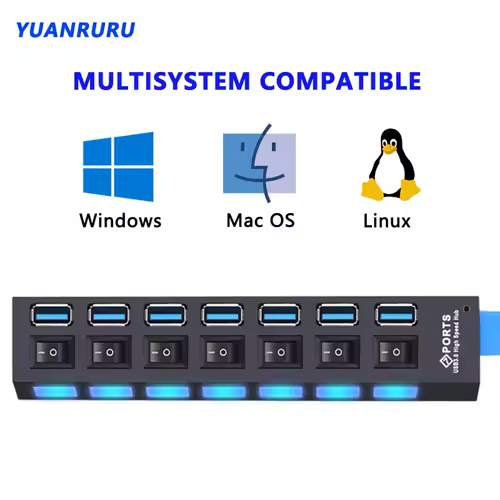 USB Hub 3.0 Hub USB 3 USB 2.0 Multi USB Splitter Power Adapter 4/7 Port Multiple Expander 2.0 with Switch for PC Accessories - Image 4
