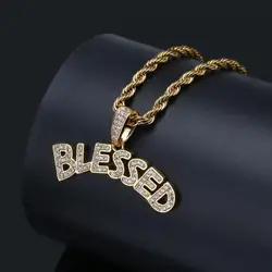 Hip Hop Rock Rapper Blessing Alphabet Pendant Necklace for Personality Men Fashion Street Trend Jewelry Accessories Gift