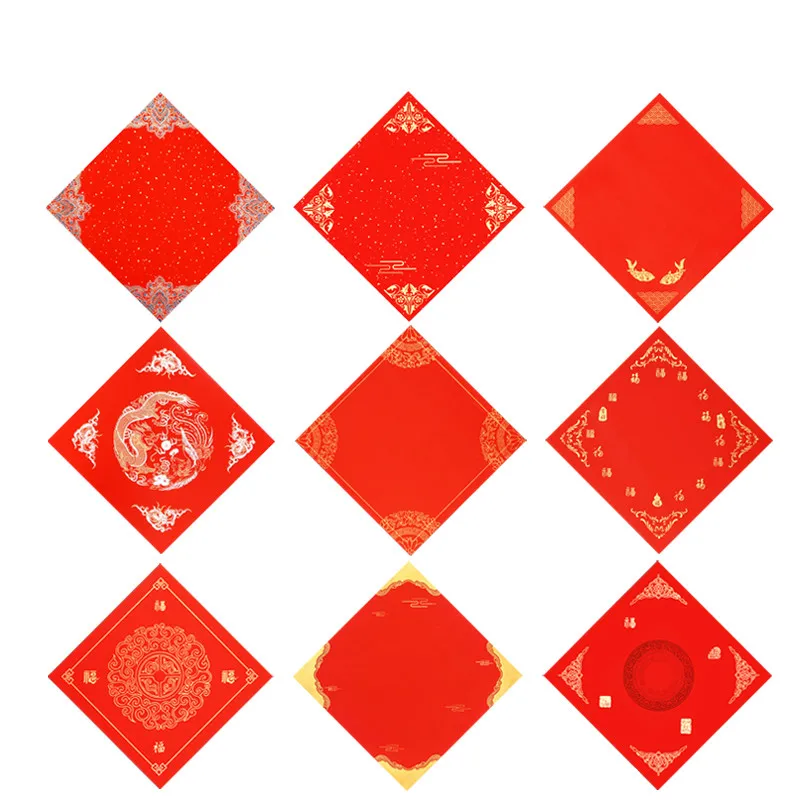 Papel vermelho de xuan para o festival chinês da primavera couplets papel de caligrafia 20 folhas de papel vermelho de traddtional chinês xuan rijstpapier