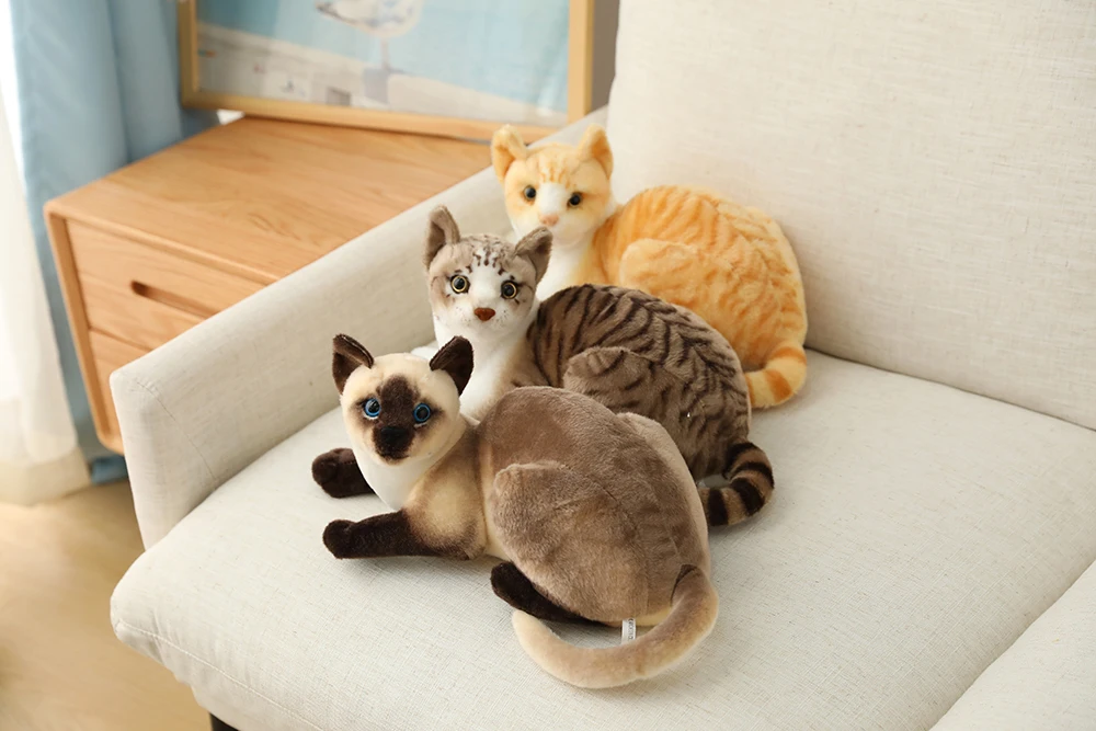 

25-40 cm Simulation Cat Plush Toys American Shorthai Siamese Kitty Cute Pet Doll Stuffed Animal Children Home Decor Baby Gift