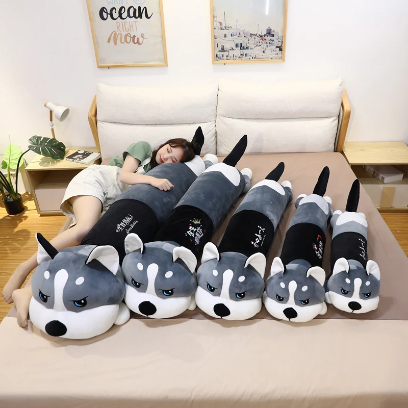 

140cm Huge Size Long Husky Plush Toys Cartoon Sleeping Cushion Dolls Stuffed Soft Animal Love Dog Pillow for Children Girls Gift