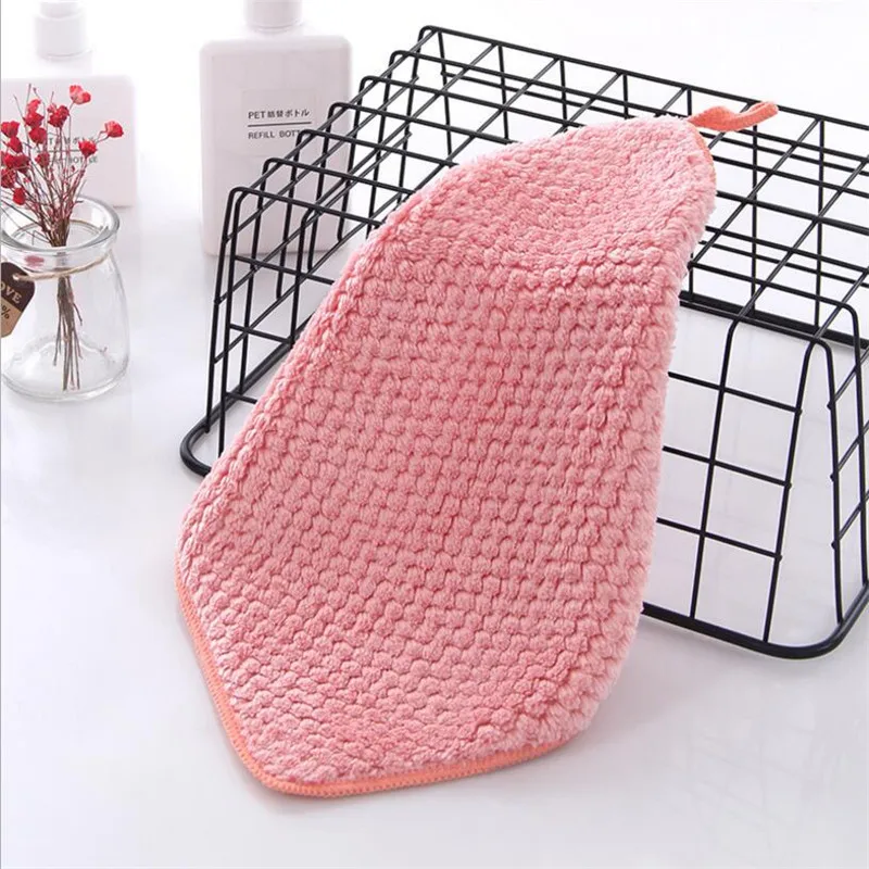 25x25cm 30x30cm Coral Fleece Kitchen Hand Towel Strong Absorption Pineapple Coral Velvet Washing Room Handkerchief Towel