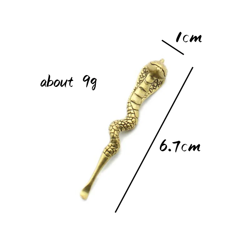 Retro Brass Cobra Ear Pick Car Key Chain Pendant Jewelry Creative Friends Gifts Pure Copper Chinese Zodiac Animal Snake Keyrings
