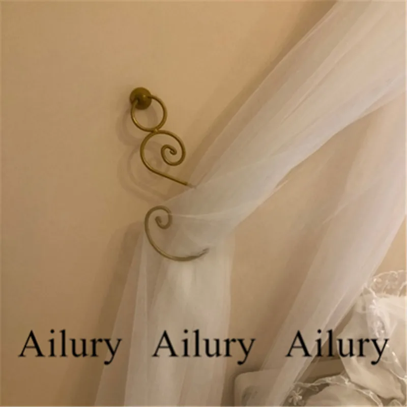 60cm Bed Mantle Iron Frame Mosquito Net Rail Decoration Shelf,Gold Black Color,Romantic Princess Room Indoor Hanghing Decor
