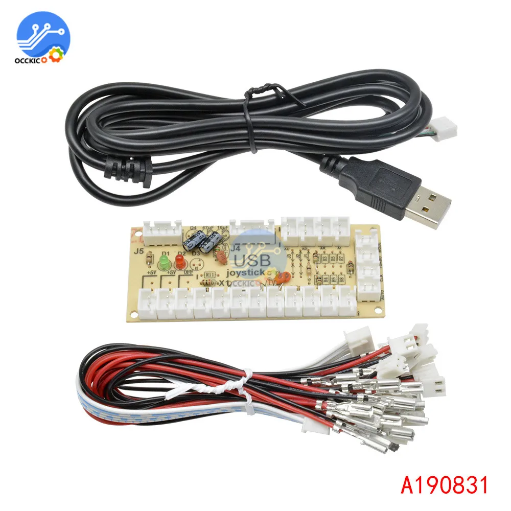 MAME 파이트 스틱 제어 회로 보드용 제로 지연 아케이드 USB 인코더, PC 조이스틱 및 버튼