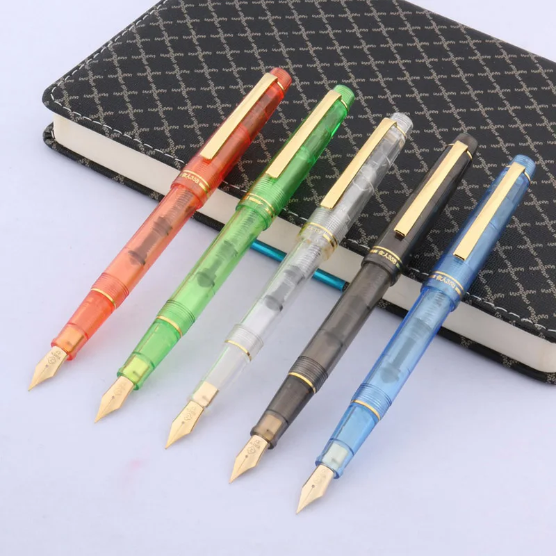 Plastic 358 Fountain Pen Classic Rotation Design Fashion Golden Spin Color Ink Stationary School Writing