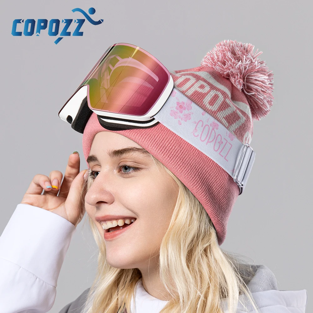 Copozz profissional óculos de esqui de inverno magnético mudança rápida camadas duplas anti-nevoeiro óculos de snowboard das mulheres dos homens equipamentos de esqui