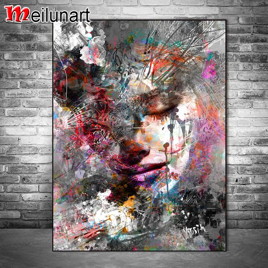 Abstract woman 5d diy diamond painting full square round drill diamond embroidery rhinestone needlework girl wall decor AS0423