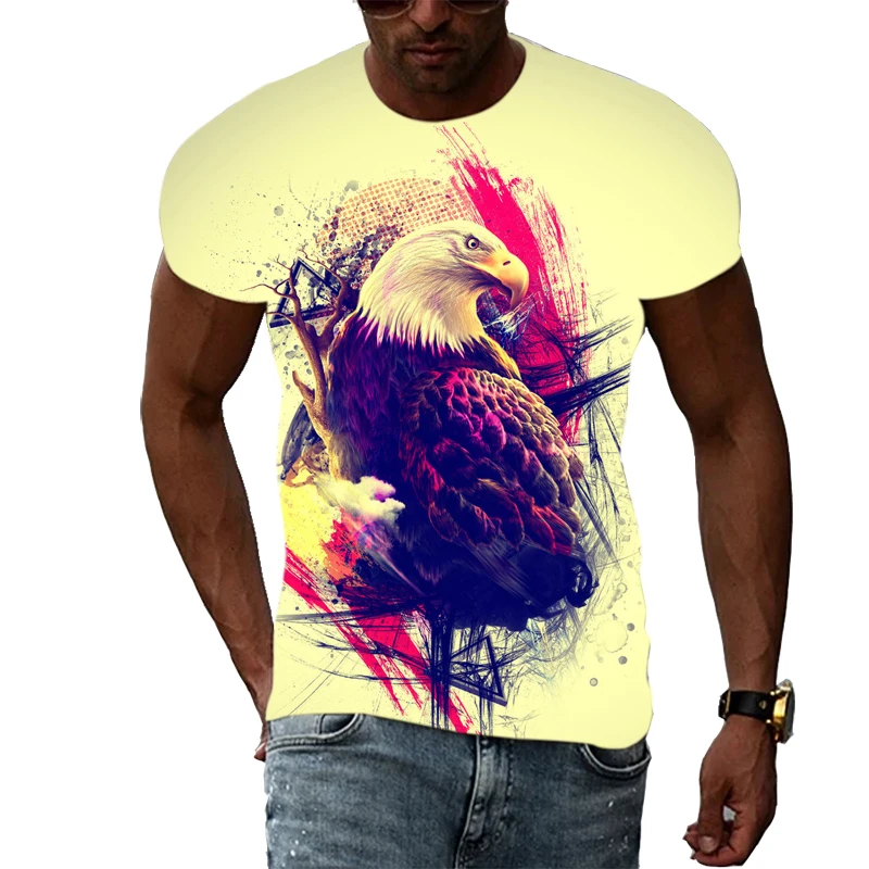 

Summer Fashion Personality Eagle graphic t shirts For Men Casual Handsome Trend Ptint short sleeve t-shirts Hip Hop streetwear