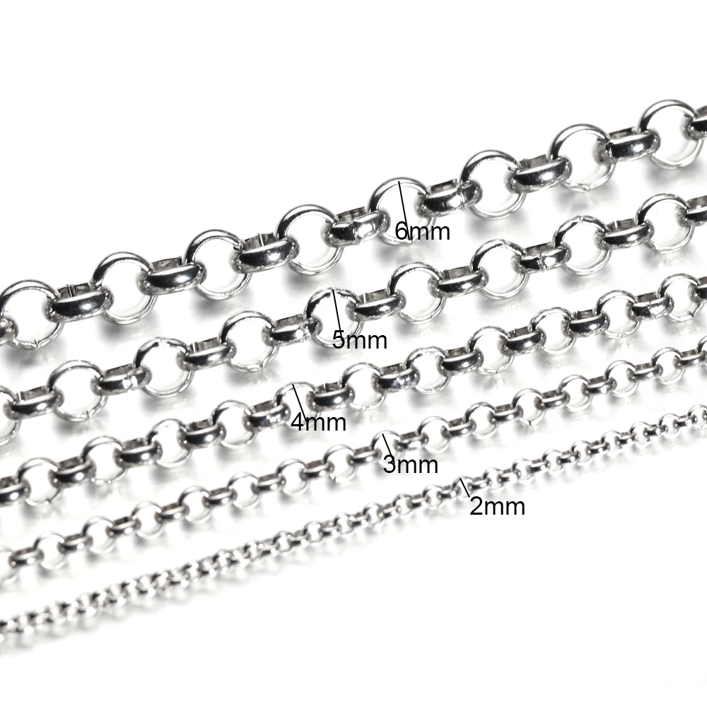 Cadenas BL de acero inoxidable de 2 metros, cadena de eslabones a granel, colgante DIY, collar, hallazgos de joyería, suministros de accesorios para