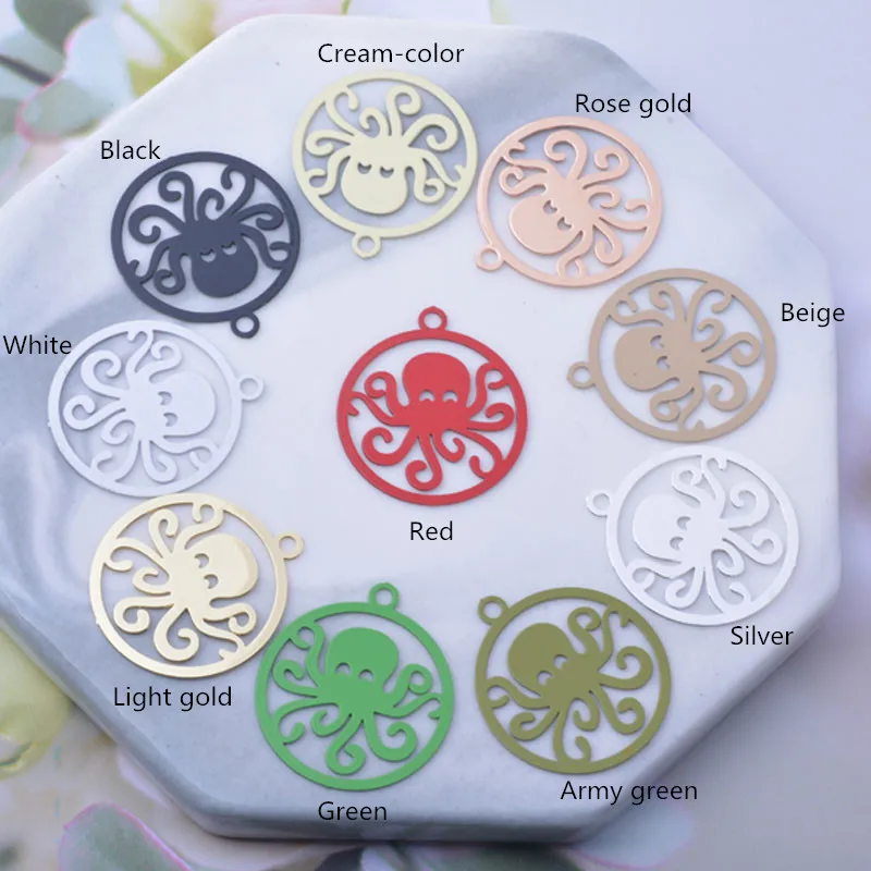 50 Stück AC12512 22*20mm Marine-Tier-Oktopus-Anhänger, grüne Messingfarbe, schwarz, roségoldfarben, passend für DIY-Schmuckzubehör – Detail 3