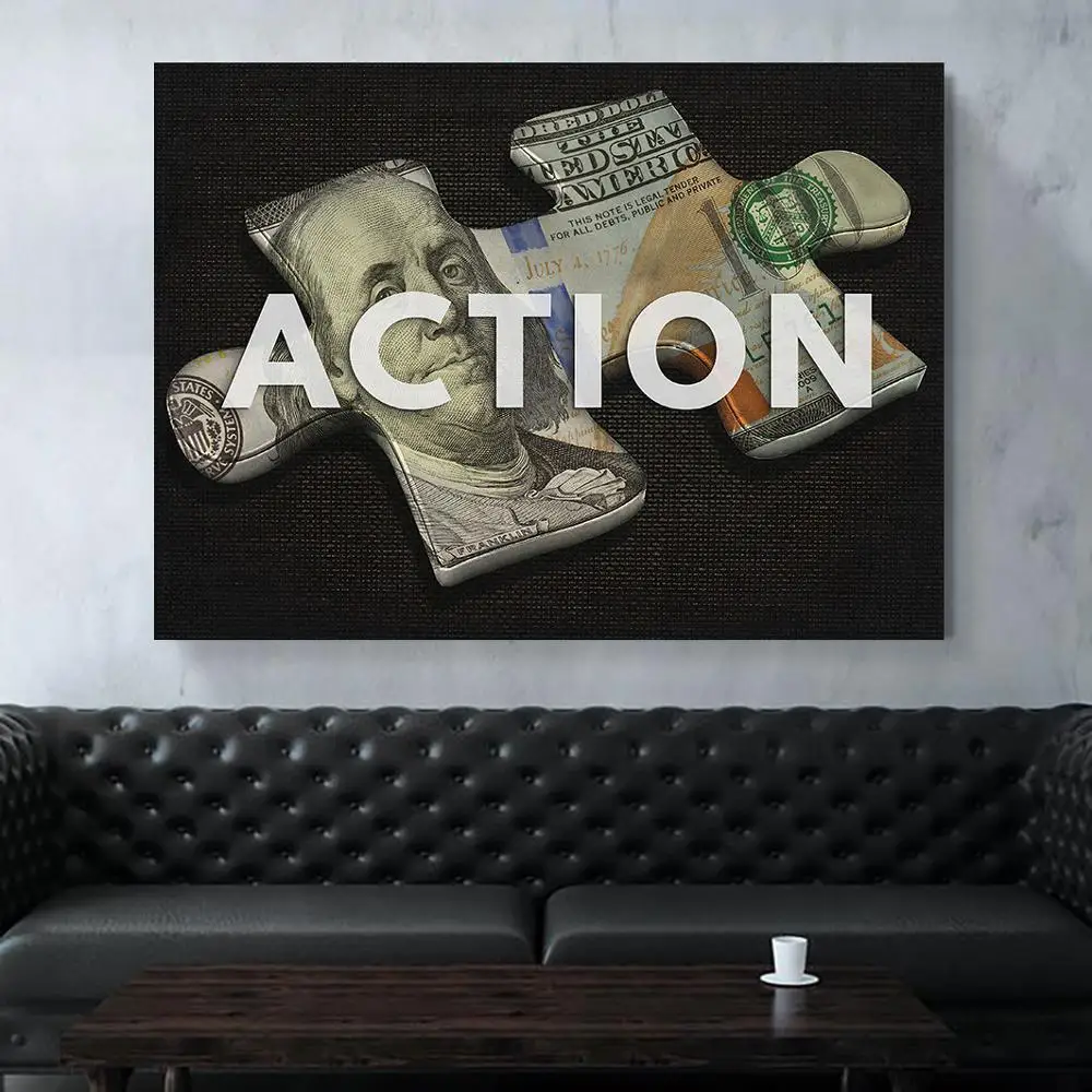 Home Decor Picture Canvas Art Money Puzzle Canvas Painting Posters And Prints Wall Pictures For Living Room Drop Shipping