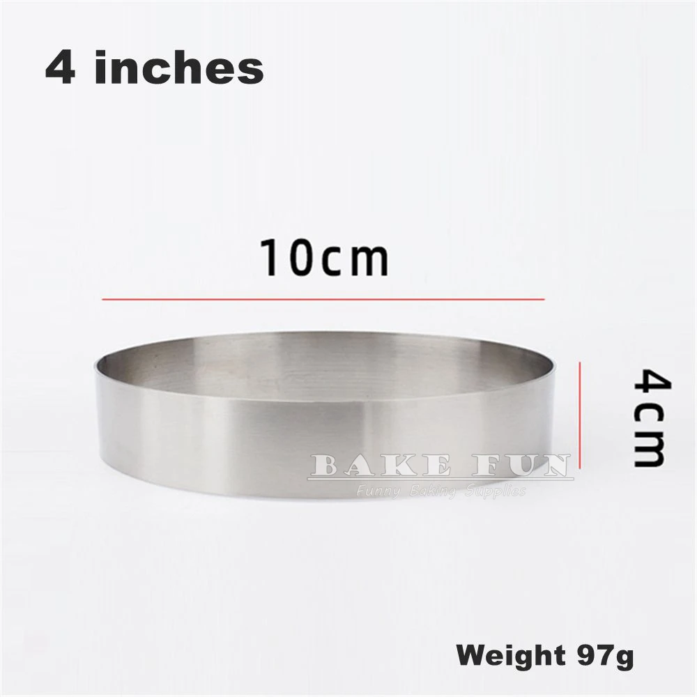 4 6 8 inches Height 4cm 304 Stainless Steel Round Mousse Ring Cake Rings Tiramisu Pie Mould Biscuit Mold DIY Baking Accessories