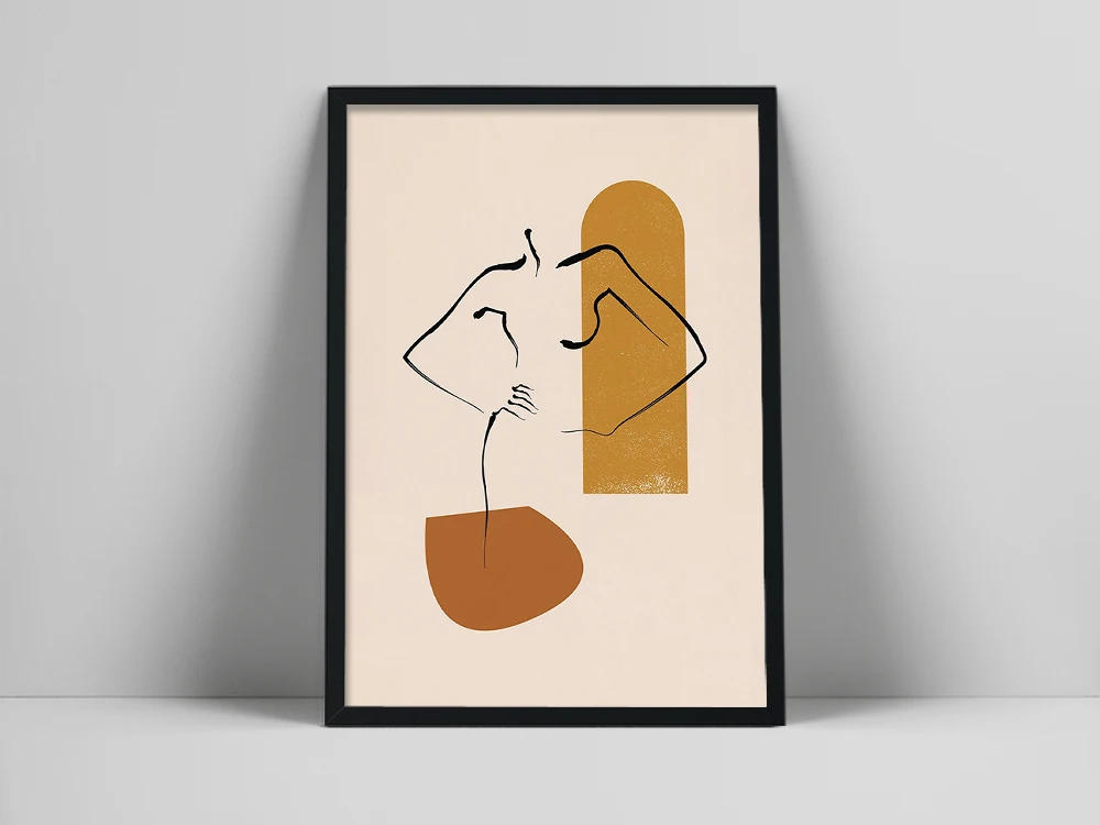 Nude Female Line Art Print | Woman Line Drawing Poster | Earth Tone Wall Art | Printable Neutral Color Art | Minister | Warm Col
