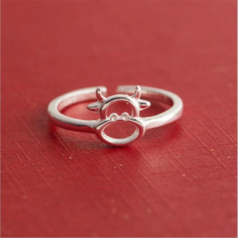 

Simple And Sweet Cute Hollow Calf 925 Sterling Silver Jewelry Twelve Zodiac Ox Animal Cattle Popular Opening Rings TYB443