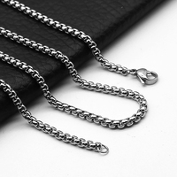 1Pc Stainless Steel Square Rolo Stainless Steel Chain Necklace Round Box Necklace Men Women Width 2mm-5mm