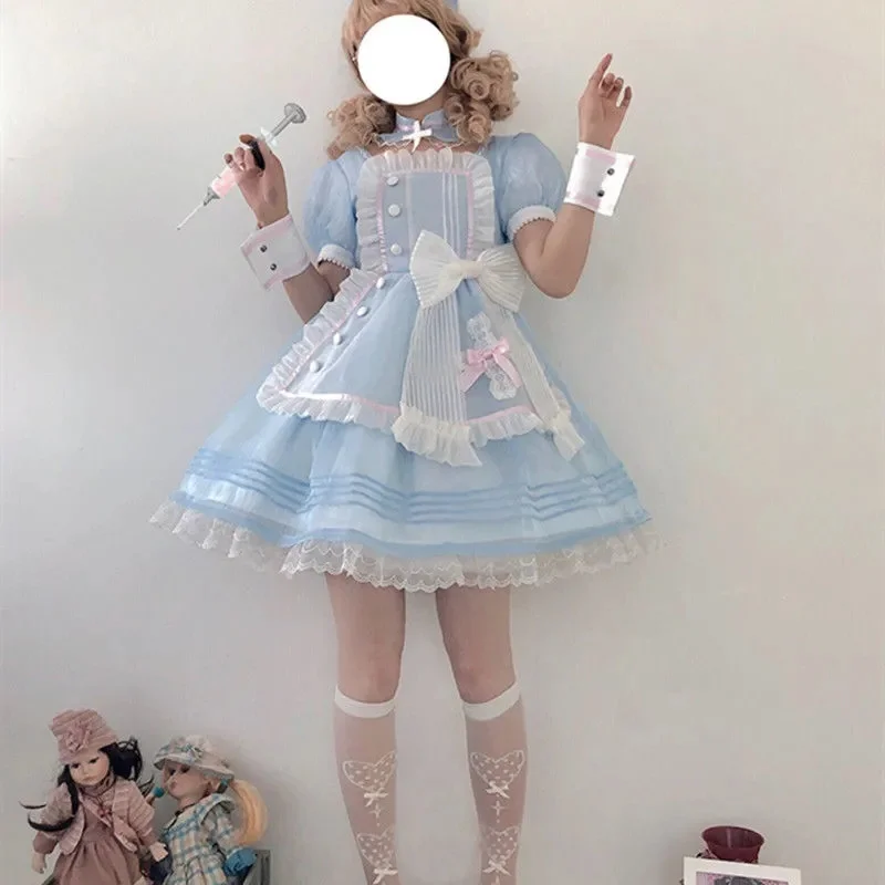 Vestido de princesa Lolita encantador, vestido victoriano de cintura alta, Falbala suave, Kawaii, Lolita Op Loli, Cosplay