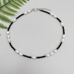 Pearl Necklace For Women Fashion Black Seed Beads Irregular Pearl Female Ladies Choker Necklace Gifts Wholesale Jewelry Hot sale
