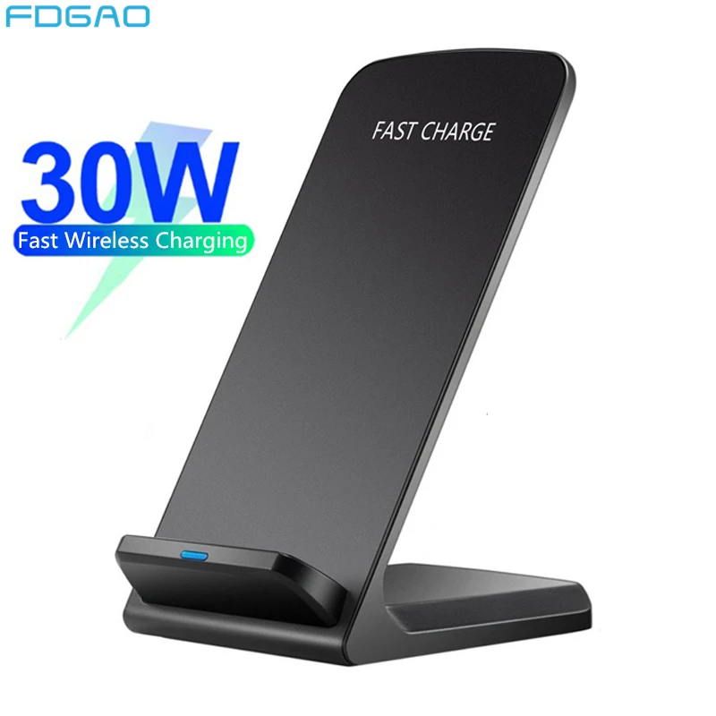 FDGAO 30W Wireless Charger Stand For iPhone 15 14 13 12 Pro 11 XS XR X Samsung S23 S22 S21 Induction Fast Charging Dock Station