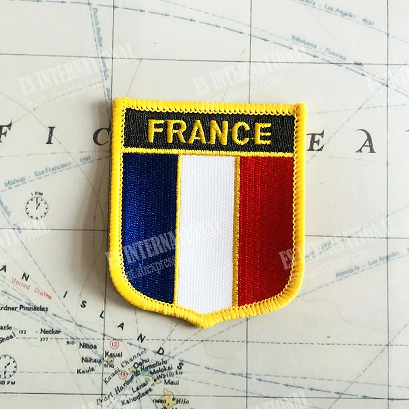 FRANCE National Flag Embroidery Patches Badge Shield And Square Shape Pin One Set On The Cloth Armband Backpack Decoration