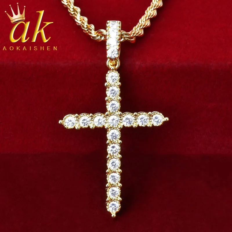 Cross Pendant Jewelry Men Hip Hop Necklace Gold Color