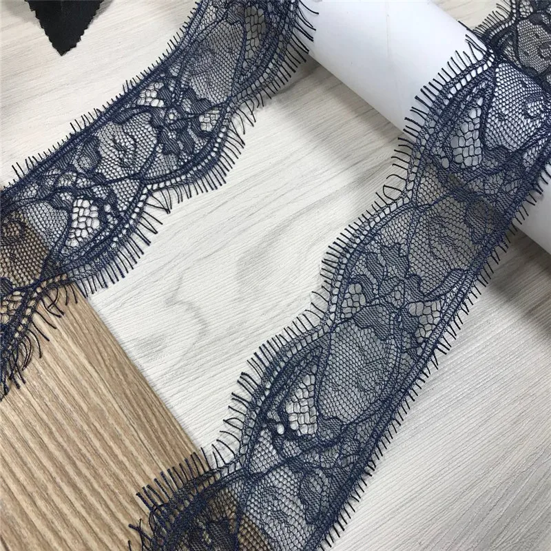 9M Thin Lace Trim 5.5cm Navy Blue Eyelash Lace Black White Chantilly Lace Fabrics Wine DIY Clothes Accessories Lace For Crafts