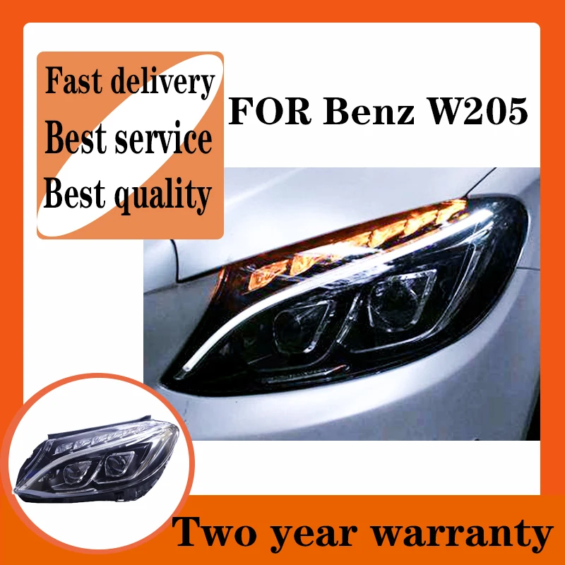 For Benz W205 Headlights 2014-2020 C180 C200 C260 New All LED Headlight LED DRL Hid Bi Xenon Auto Accessories