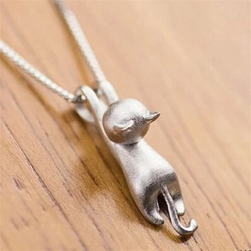 VENTFILLE 925 Sterling Silver Necklaces Cats Pendants&Necklaces Pure Kitty Women's Fashion Animal Personalized Gifts Wholesale