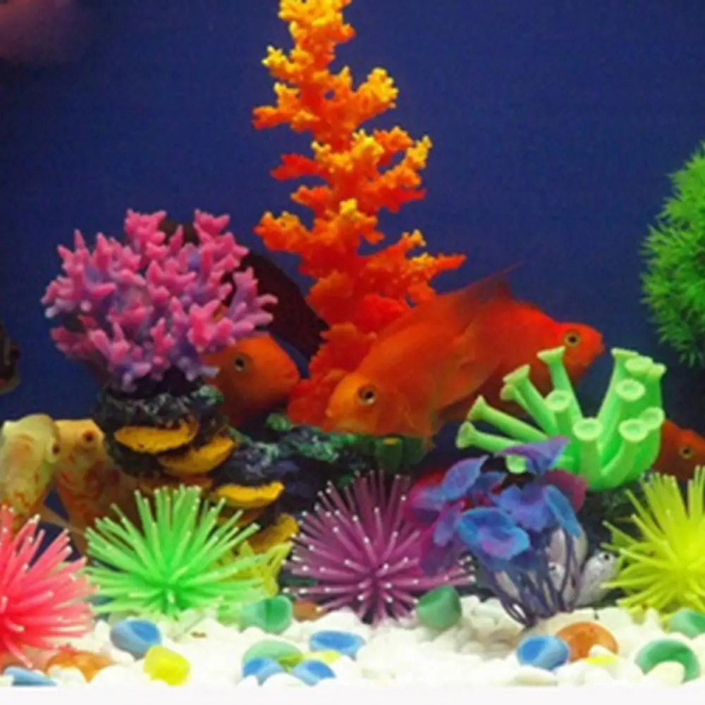 1Pcs Silicone Aquarium Fish Tank Artificial Coral Plant Underwater Ornament Decoration Colorful Coral Fish Aquatic Ornament