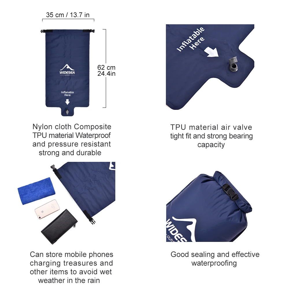 Widesea camping Dubbele Opblaasbare Matras Outdoor Slaapmatje Bed Ultralight Opvouwbare Reizen Luchtmat Kussen Vochtbestendig