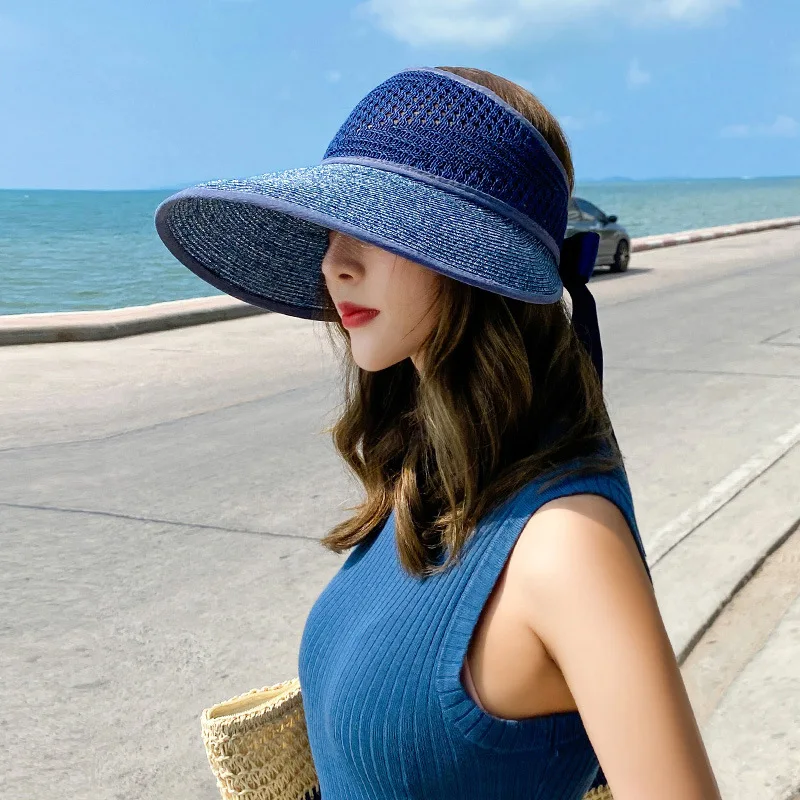 2021 foldable Summer New Women's Sun Hat Bucket cap Bowknot Flowers Ribbon Flat top Panama soft Straw Hat Beach Caps