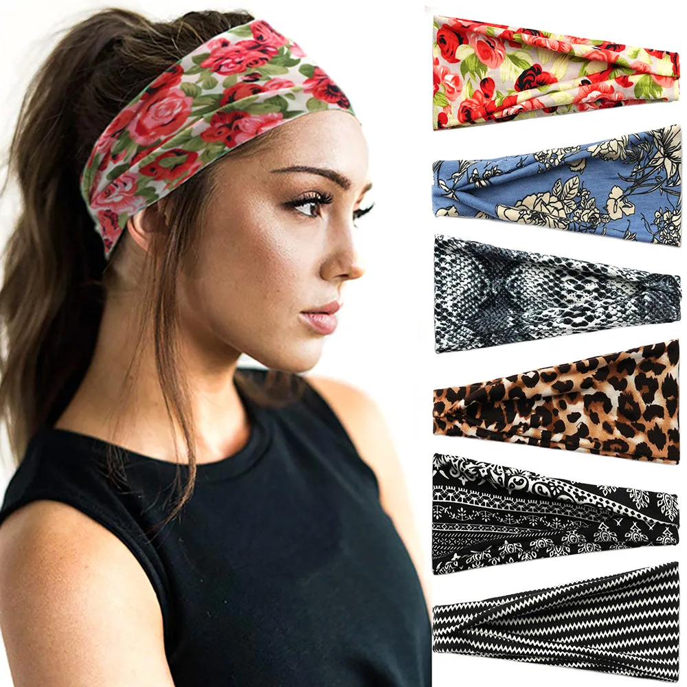 

Women Headpiece Stretch 2021 Turban Hair Accessories Headwear Print Run Bandage Hair Bands Headbands Wide Headwrap Bandanas