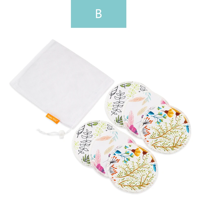 HappyFlute New Print Super Absorbency Bamboo Terry Nursing Pads Mum Use Waterproof Feeding Reusable Breast Pads With Washing Bag