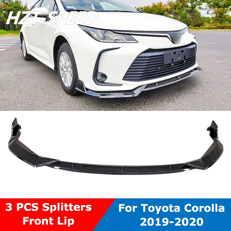 

3 Pcs ABS Black Car Front Bumper Lip Chin Spoiler Splitters Diffuser Protector For Toyota Corolla 2019 Not For Double Version