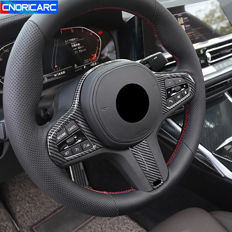 Car Steering Wheel Frame Decoration Cover Stickers Trim For BMW 5 Series G30 X3 G01 X4 G02 X5 G05 X6 G06 2020 Interior Decals