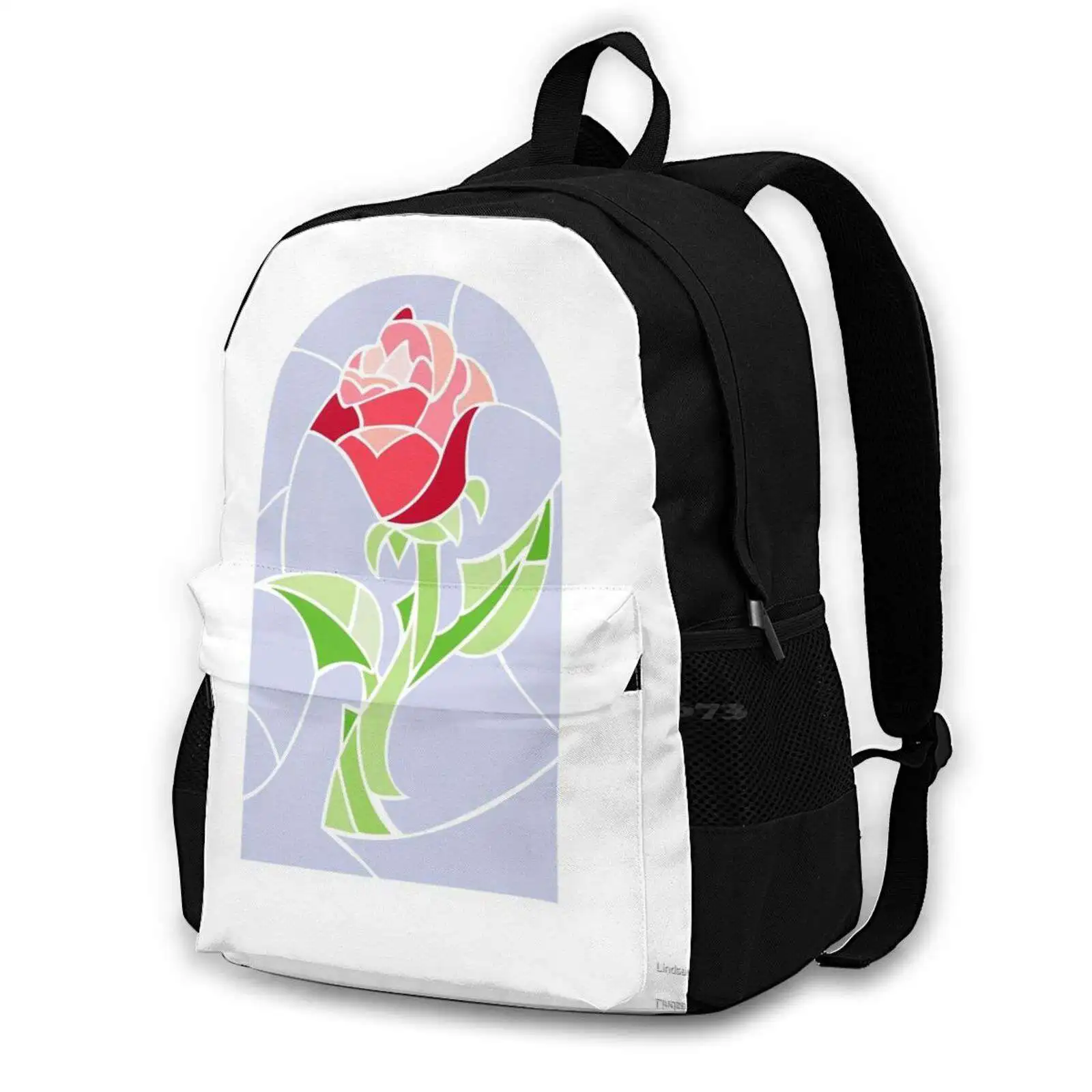 Stain Glass Rose - Teen College Student Backpack Pattern Design Bags 2017 Themed Stain Glass Rose