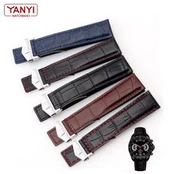 Genuine leather bracelet 19mm 20mm 22m for tag heuer watchband men wristwatches band accessories fold buckle leather watch strap